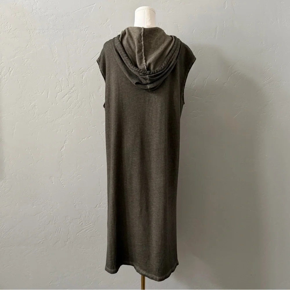 POL Mineral Wash Olive Sleeveless Hoodie T-Shirt Dress SMALL - Picture 4 of 13